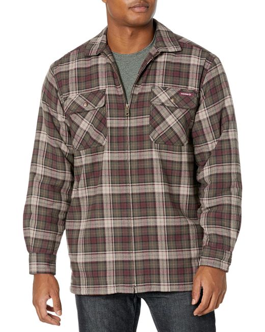 Wolverine Brown Hastings Sherpa Lined Zip Shirt Jac for men