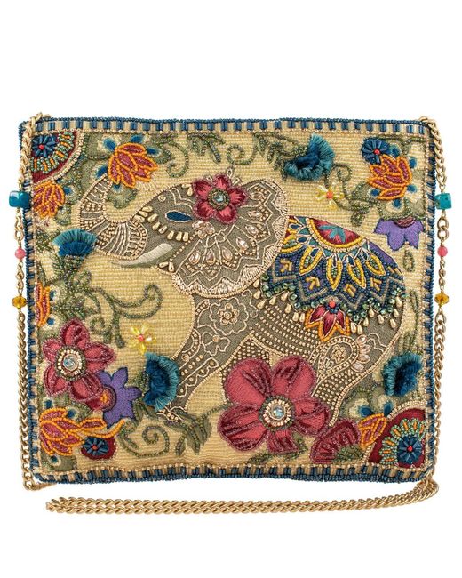 Mary Frances Multicolor Frolic Beaded Crossbody Clutch Elephant Handbag