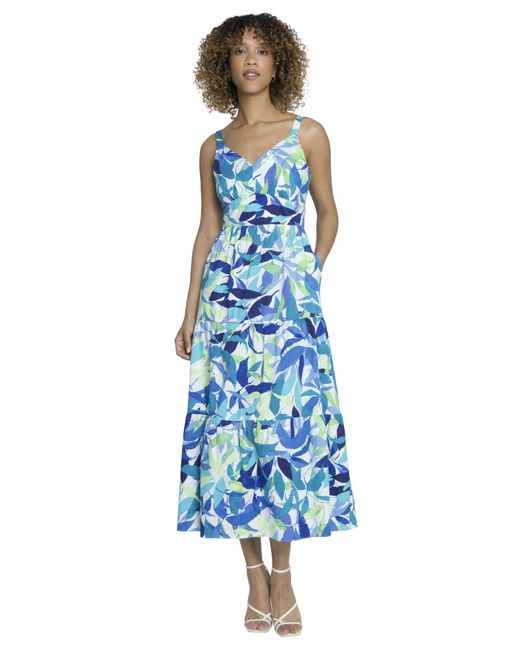 Maggy London Blue Sleeveless V-neck Maxi Pockets | Summer Dresses For