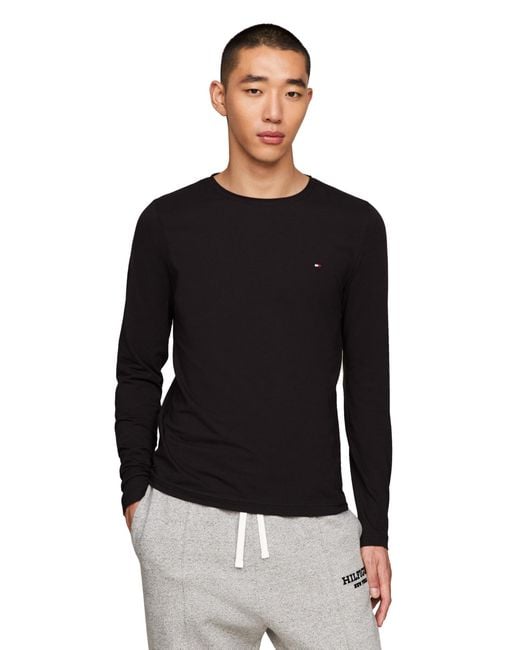 Tommy Hilfiger Stretch Slim Fit Long Sleeve Tee Black for men