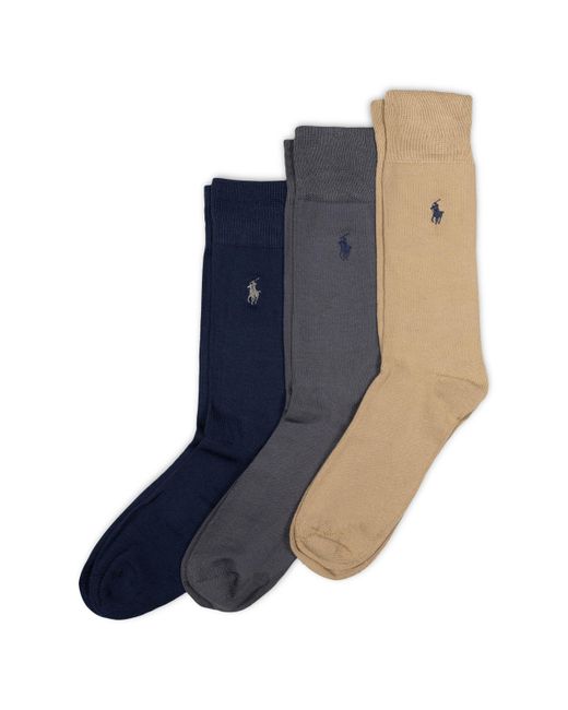 Polo Ralph Lauren Blue Supersoft Flat Crew Sock 3 Pair Pack for men
