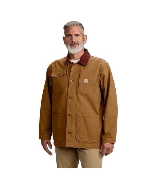Carhartt Brown Duck Loose Fit Chore Coat Jacket for men
