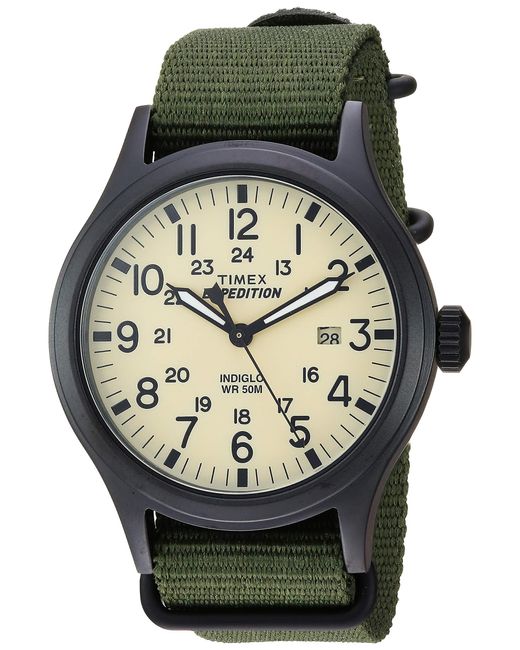 Timex Multicolor Expedition Scout 40mm Watch – Black Case Cream Dial With Green Fabric for men