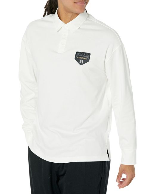 Emporio Armani White A | X Armani Exchange Oversized Heavy Cotton Jersey Collegiate Capsule Polo for men