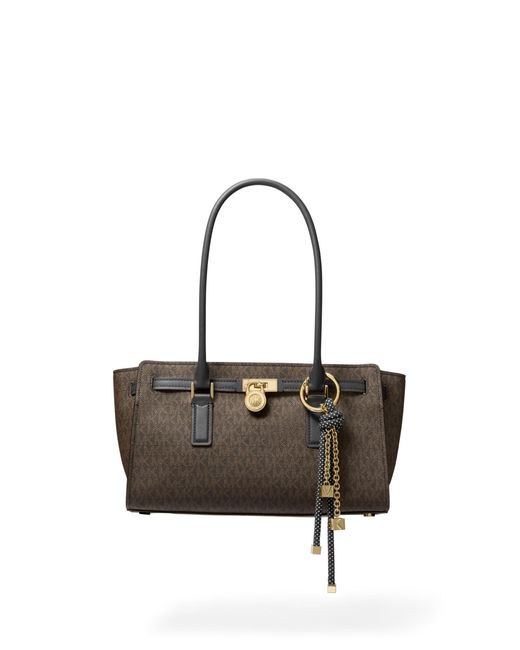 Michael Kors White Hamilton Small Shoulder Tote With Charm