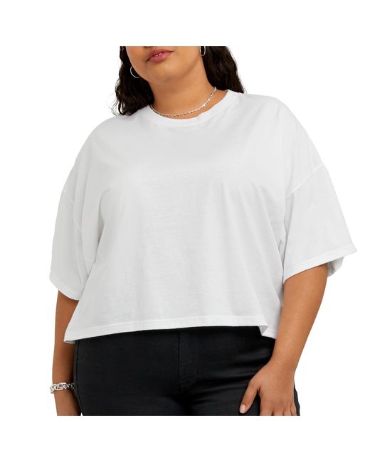 Hanes White Originals Short-sleeve Cropped T-shirt