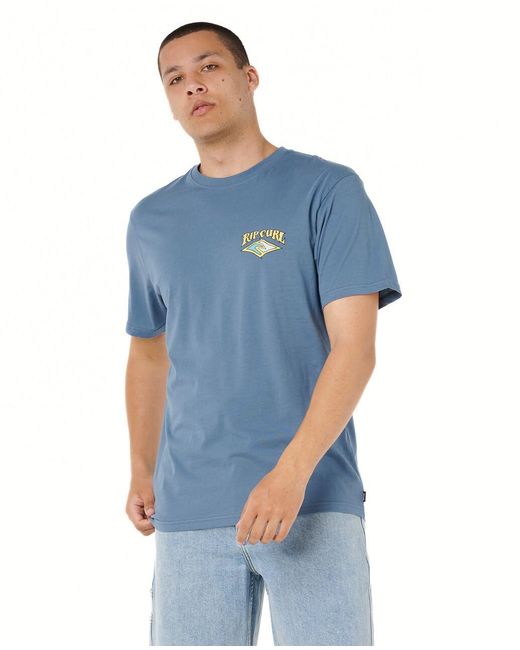 Rip Curl Blue Relaxed Fit Logo Crew T-shirt for men