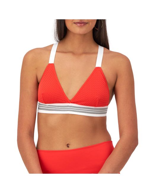Champion Red , Re-issue, Moisture Wicking, Novelty Mesh Vintage Sports Bra For , Solar Crimson With Jocktag
