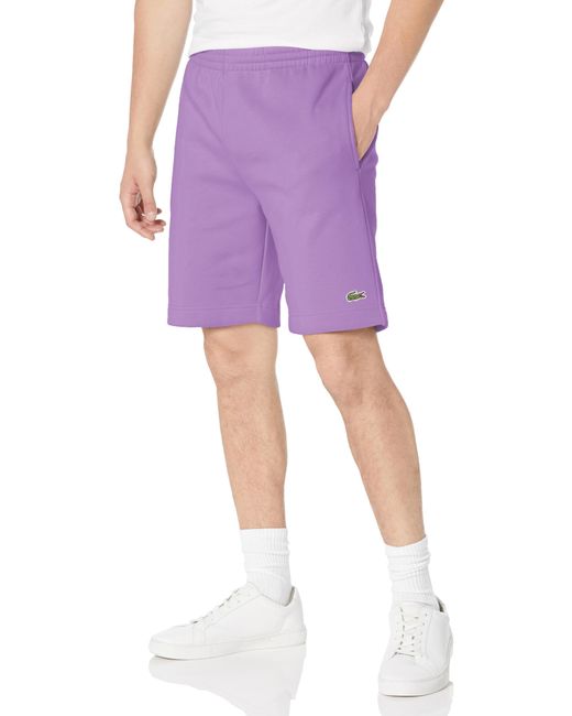 Lacoste Purple Organic Brushed Cotton Fleece Shorts for men