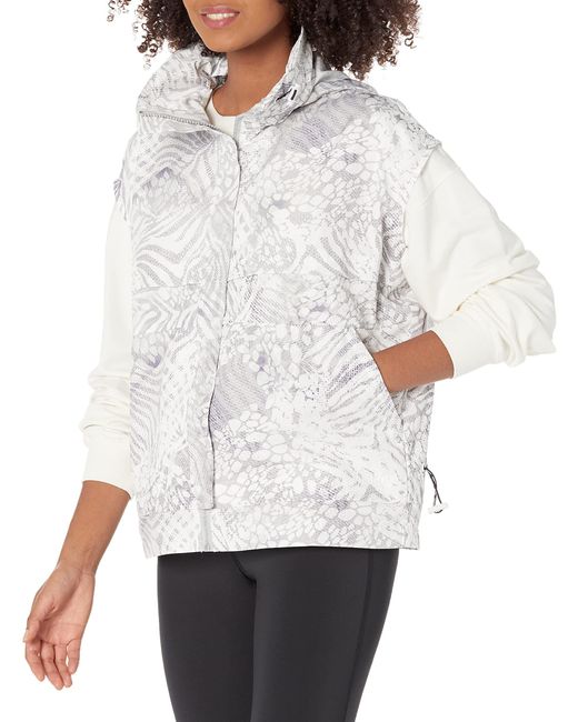 Guess White Brooklyn Full Zip Hooded Vest