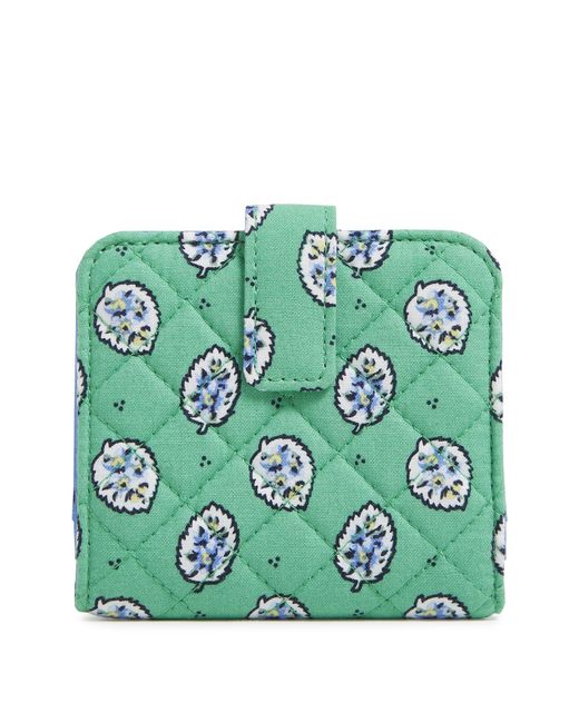 Vera Bradley Green Cotton Finley Small Wallet With Rfid Protection