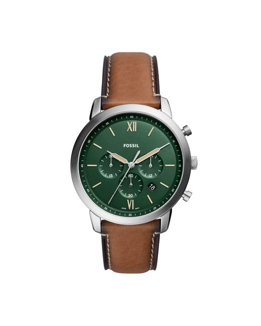 Fossil Neutra Quartz Stainless Steel And Eco Leather Chronograph Watch in Green for Men Lyst