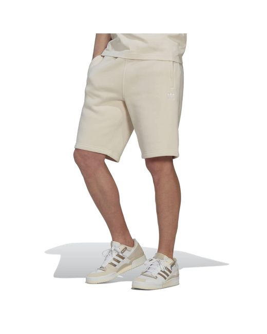 adidas Originals Fleece Adicolor Essentials Trefoil Shorts in White for ...