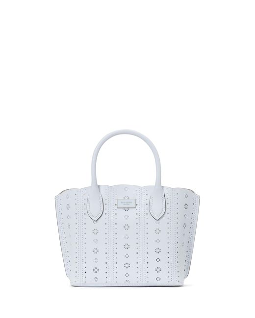 Kate Spade White Suite Pointelle Crossgrain Leather Crossbody Tote