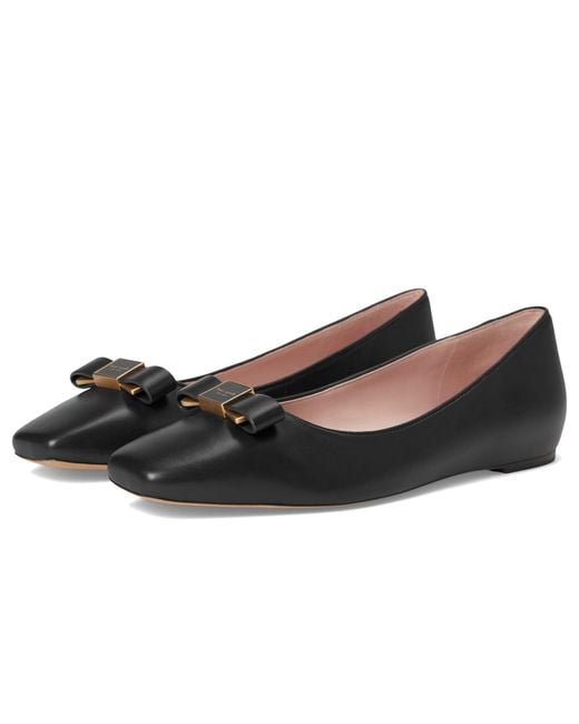 Kate Spade Women's Black Bowdie Smooth Leather Ballet Flat Shoes