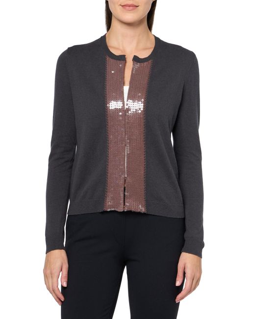 NIC+ZOE Black Nic+zoe Sequin Trimmed Cardigan