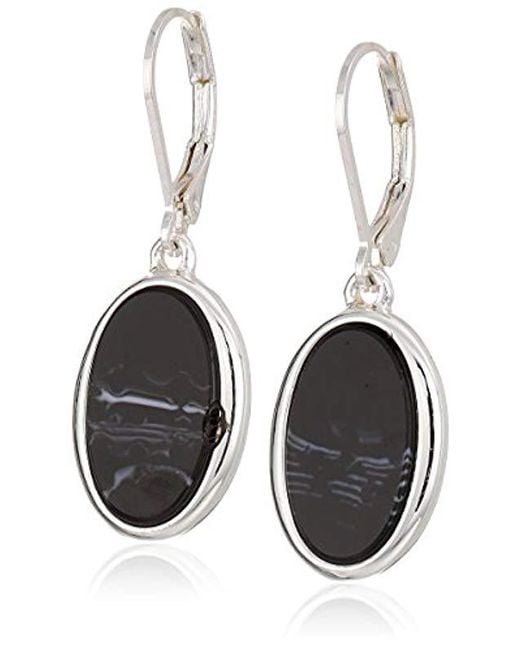 Lyst Nine West Silver Tone And Jet Drop Earrings Size 0 Nine West Multicolor Silver Tone And Jet Drop Earrings