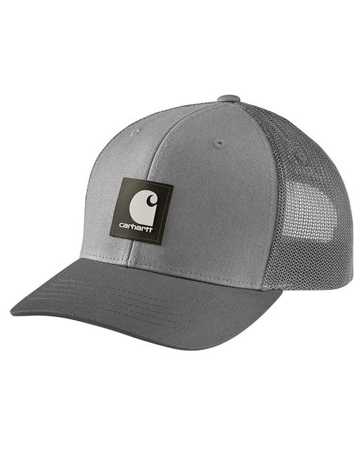 Carhartt Gray Rugged Flex Twill Mesh Back Logo Patch Cap for men