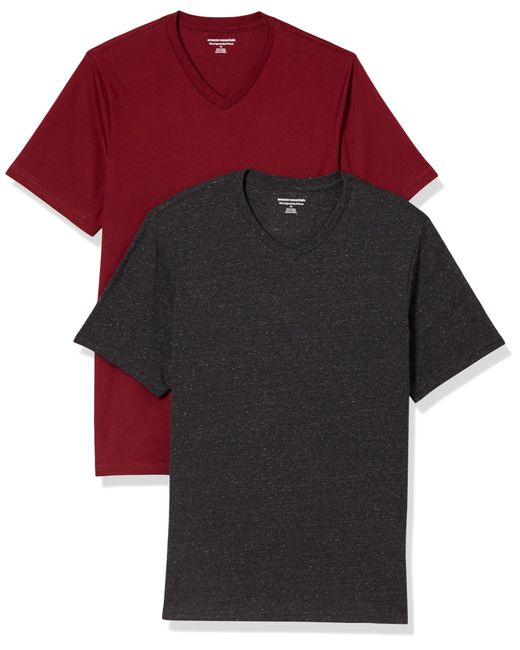 Amazon Essentials Slim-fit T-shirt Met Korte Mouwen En V-hals in het Red voor heren