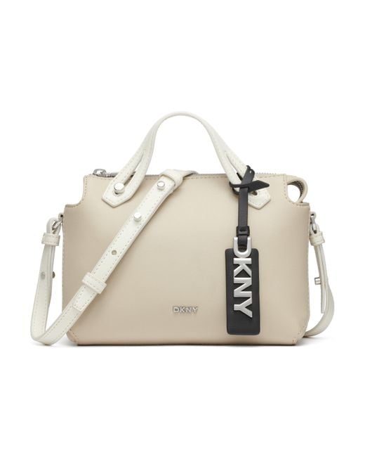 DKNY Natural Louisa Small Satchel Bag With Adjustable Straps And Logo Tag