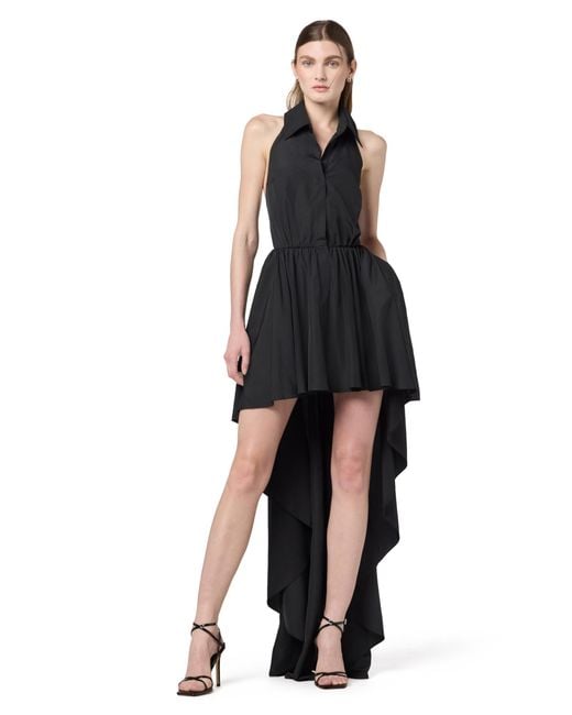 Norma Kamali Women's Black Hi Low Nk Halter Flared Dress