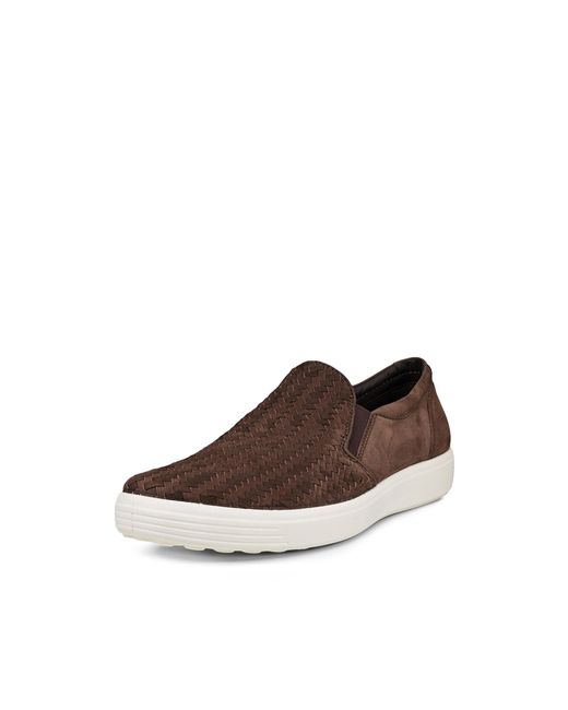 Ecco Brown Soft 7 Woven Slip On 2.0 Sneaker for men