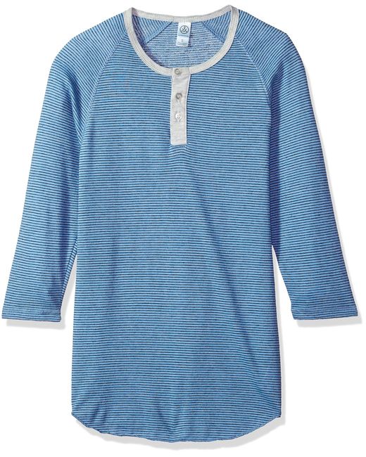 Download Alternative Apparel 3/4 Sleeve Raglan Henley in Blue for ...
