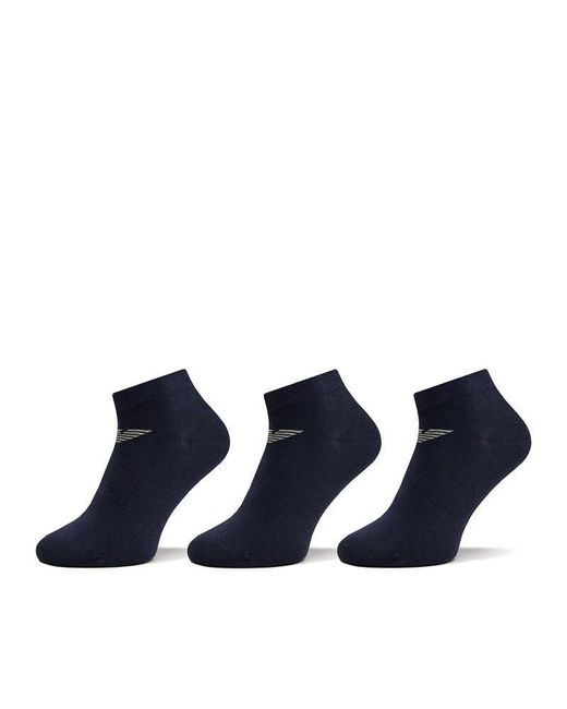 Emporio Armani Blue , 3-pack Sneaker Socks, Marine/marine/marine, Large for men
