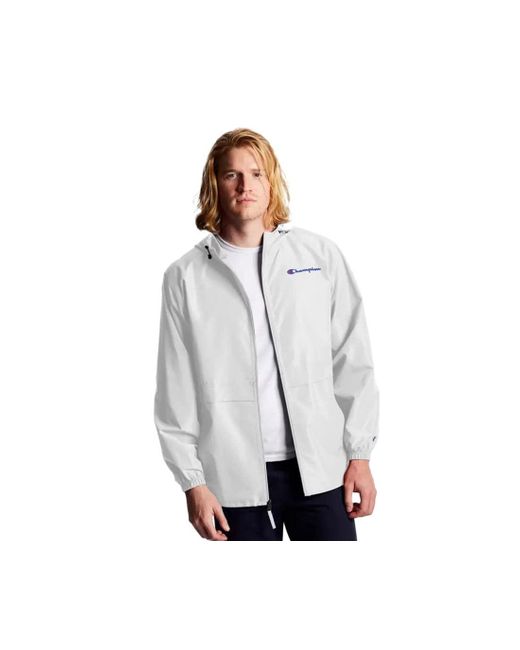 Champion Gray , Stadium Full-zip, Wind, Water Resistant Jacket For , White Small Script for men