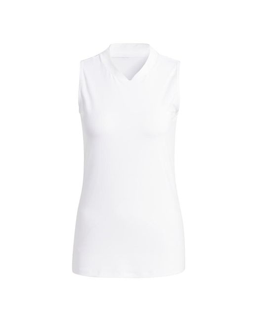 Adidas White Embossed Sleeveless Polo Shirt