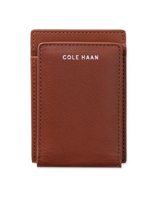 Cole Haan Brown Slim Magnetic Rfid Front Pocket Wallet for men