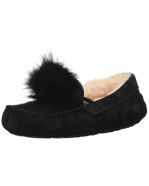 dakota water resistant genuine shearling pompom slipper