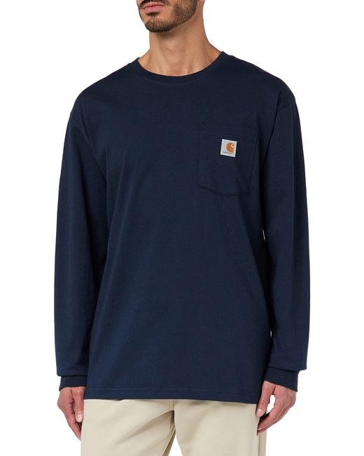 Carhartt Blue Workwear Pocket Long-Sleeve T-Shirt for men
