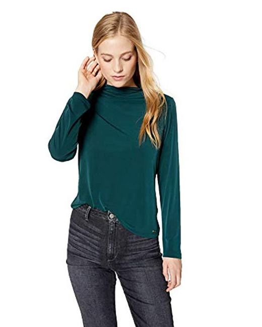 Download Lyst - Calvin Klein Mock Neck Long Sleeve Top in Green