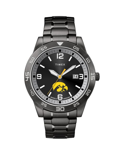 Timex Metallic Tribute Collegiate Acclaim 42mm Watch – Iowa Hawkeyes With Black Stainless Steel Expansion for men