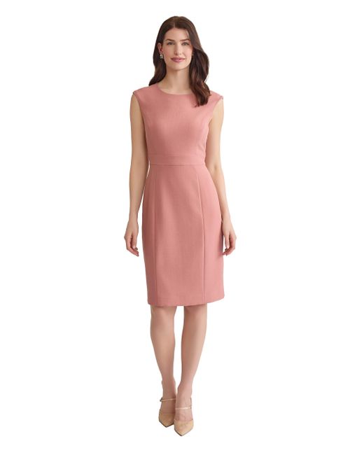 Kasper Pink W Cut Out Extd Cap Slv Sheath