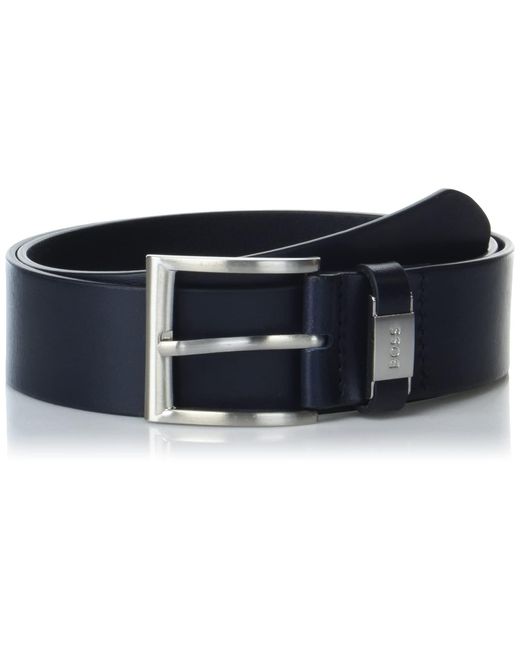 BOSS by HUGO BOSS Boss Thick Silver Buckle Smooth Leather Belt in Black ...
