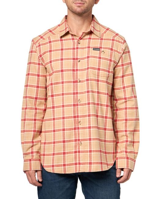 Columbia Pink S Cornell Woods Flannel Long Sleeve Shirt for men