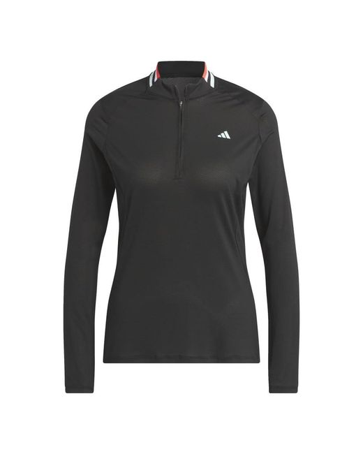 Adidas Black Ultimate365 Long Sleeve Mock Polo Shirt