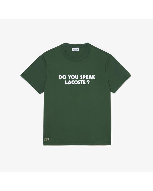 Lacoste Green Short Sleeve Relaxed Fit Tee Shirt W/crocodile Wording