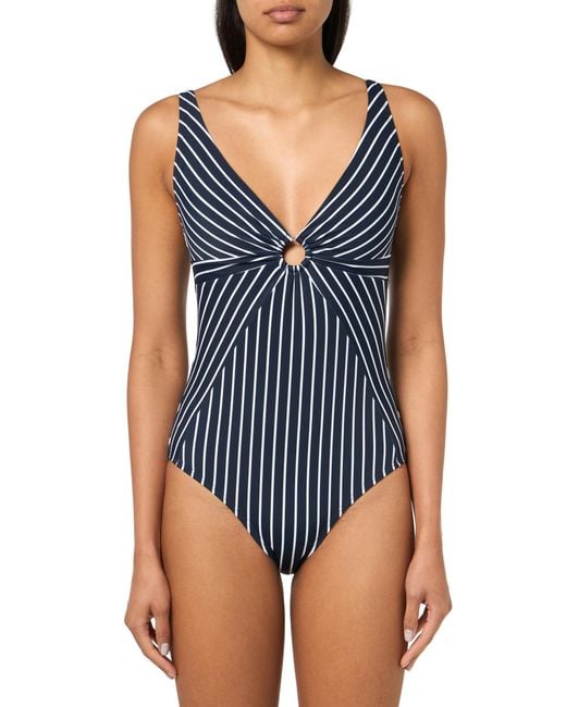 Tommy Hilfiger Blue Swim One Piece,sky Captain Stripe,large