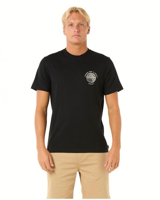 Rip Curl Black Graphic Short Sleeve Crew Neck T-shirt for men