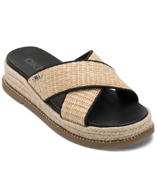 DKNY Black Berris Criss Cross Espadrille Platform Sandal
