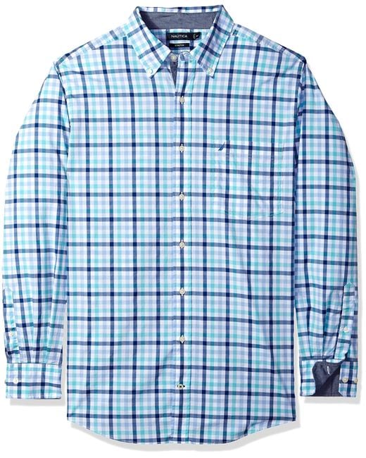 Nautica Mens Long Sleeve Classic Fit Plaid Button Down Shirt