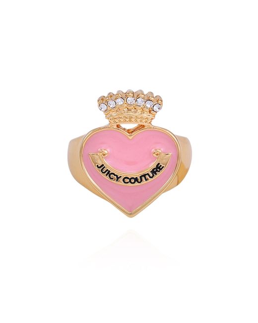 Juicy Couture Pink Goldtone Heart Crown Ring For