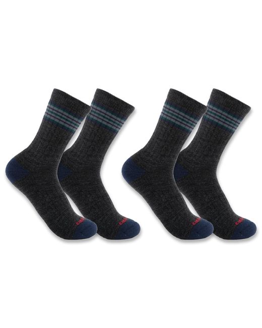 Carhartt Blue Midweight Stripe Crew Sock 2 Pack for men