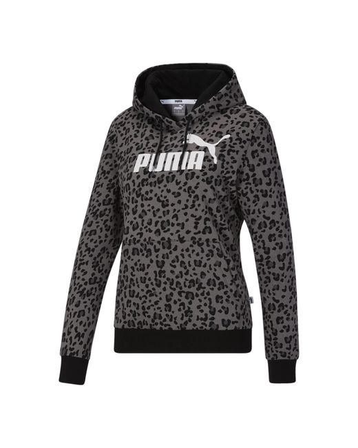 PUMA Black Womens Essentials+ Logo Hoodie Hooded Sweatshirt