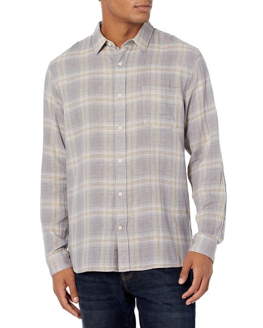 Vince Gray S Dbl Face Shadow Plaid L/s,pebble Blue/h White,m for men