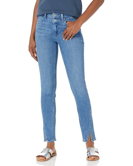 PAIGE Blue Hoxton Transcend Vintage High Rise Ultra Skinny Ankle W/twisted Outseam + Double Button
