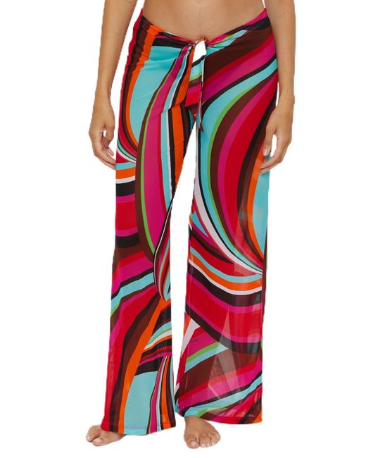 Trina Turk Red Standard Swoop Tie Front Pants